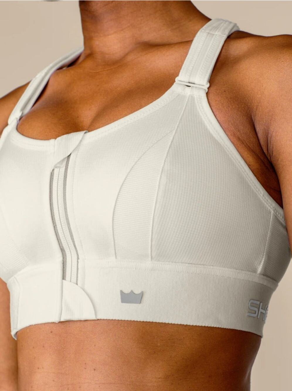 SheFIT small white sports bra adjustable with pads preloved